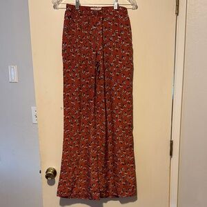 Rust Floral Wide Leg Pants